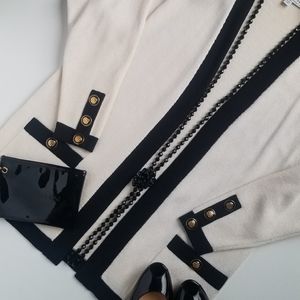Vintage St John Santana Knit Cream/Black Cardigan